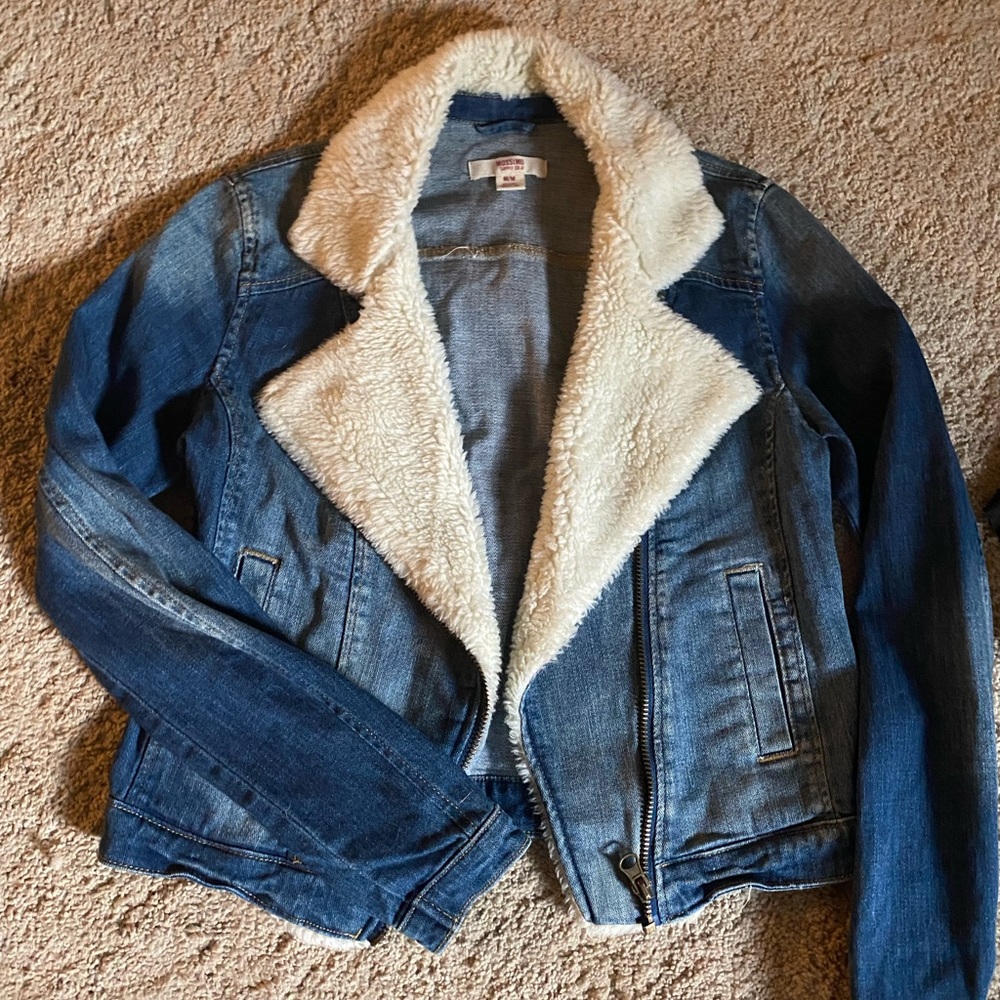 Mossimo Bomber jean jacket with faux fur